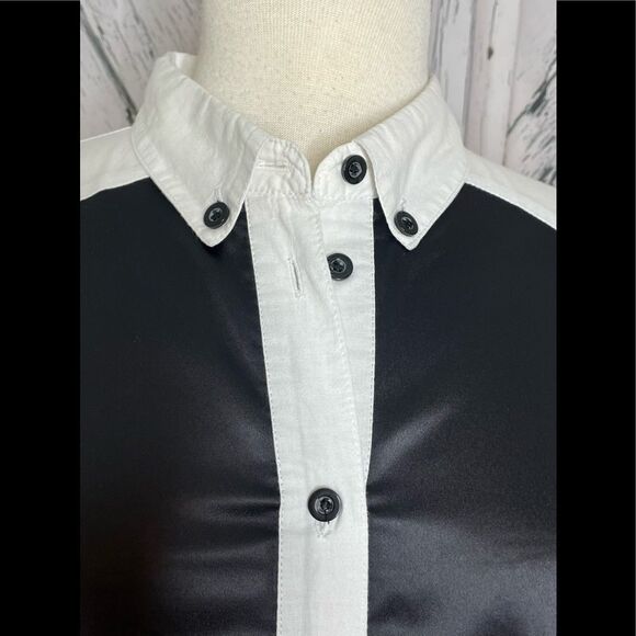 One X One Teaspoon White/Black Button Down Shirt Relaxed Fit S - Picture 3 of 7